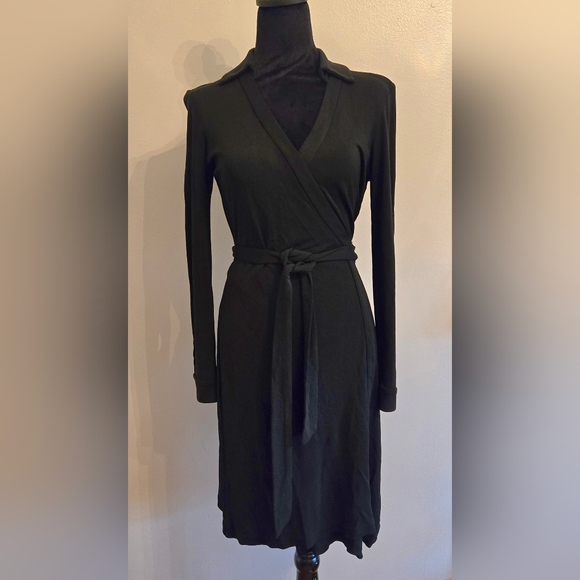 Diane Von Furstenberg Dresses & Skirts - Diane Von Furstenberg Jeanne Two Womens Black Wrap Midi Dress Size 8 Made In USA
